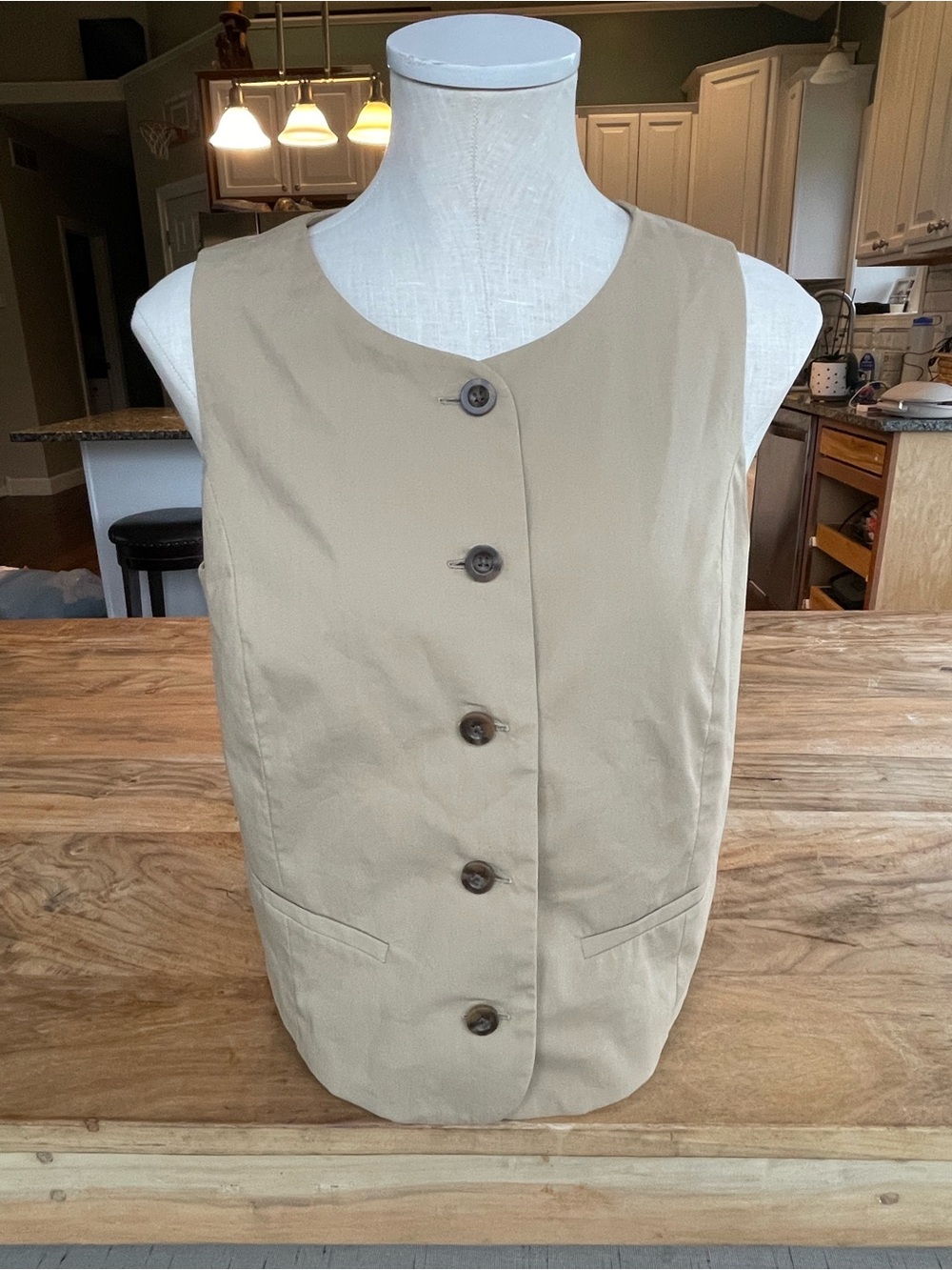 Old Navy Beige Sleeveless Button-Front Vest